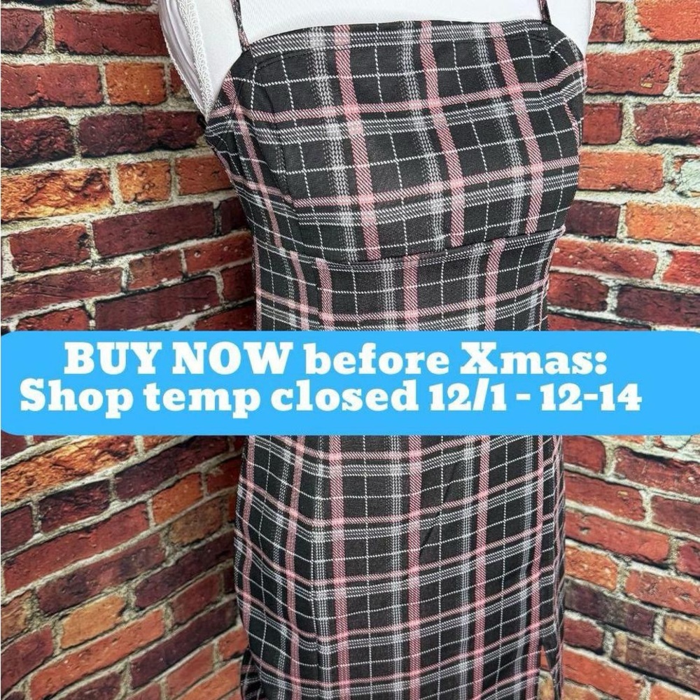 Love Tree Black and Pink Plaid Mini Dress
